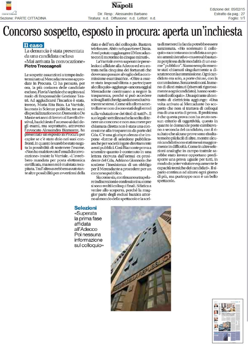 Il Mattino 5-2-2015 Treccagnoli